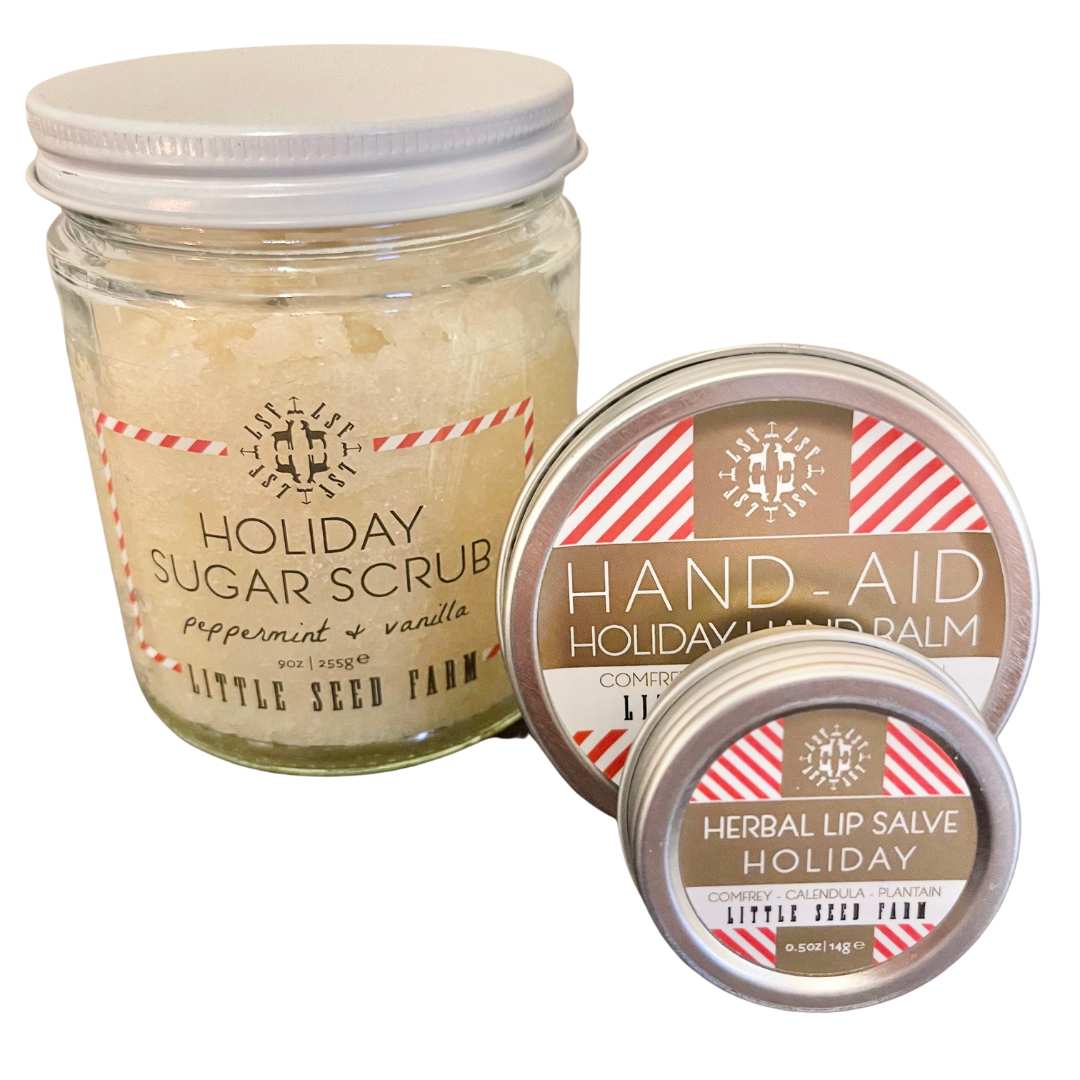 Holiday Skin Care Gift Set | Deodorant + Sugar Scrub + Lip Balm + Hand-Aid Healing Balm