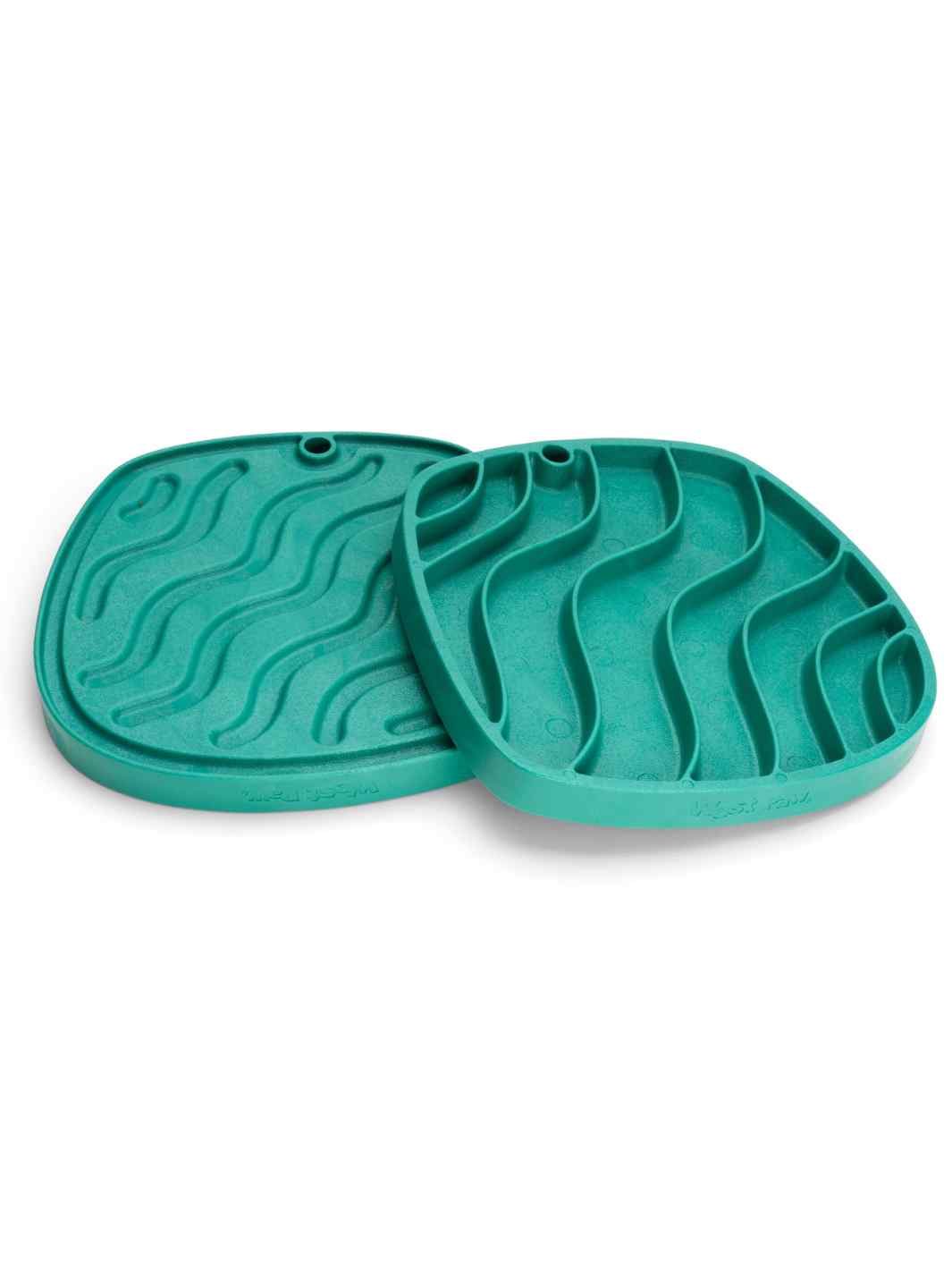 West Paw Feast Lick Mat and Slow Feeder with Green Waves