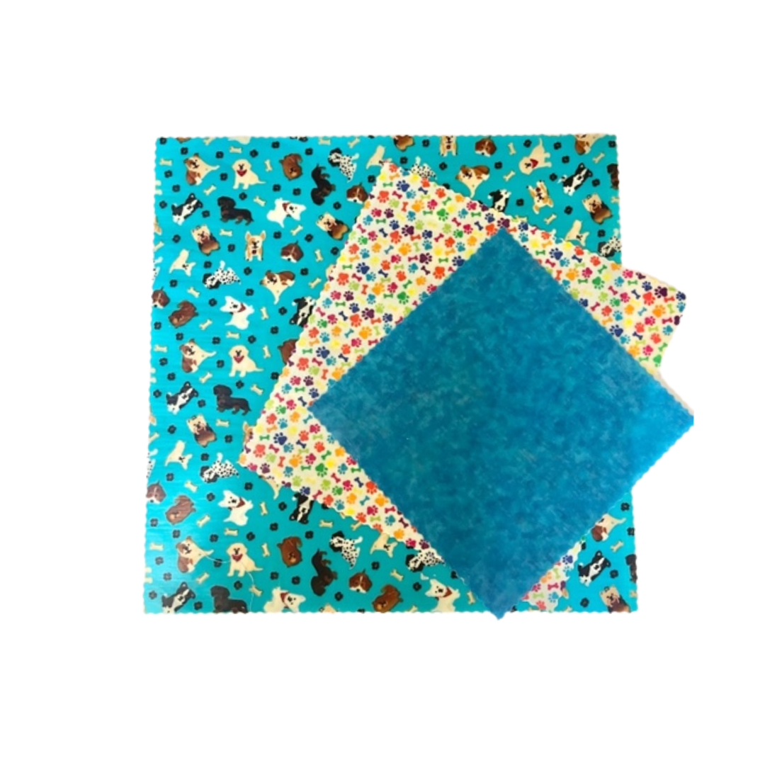 Beeswax Wrap Set of 3 - Dogs and Rainbow Paws