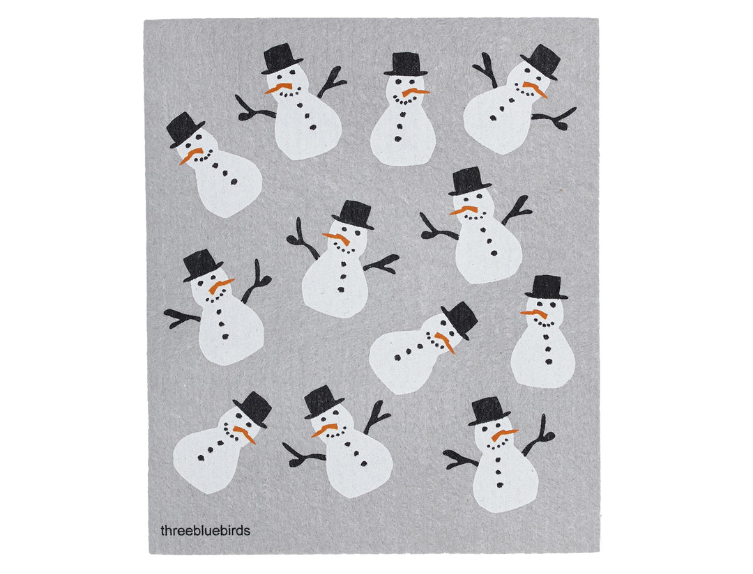 Frosty Friends on Grey Swedish Dishcloth - Good Soul Shop
