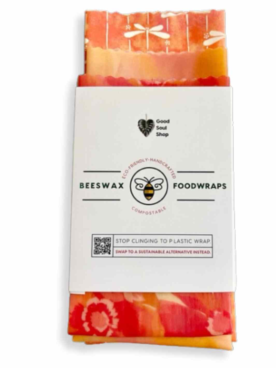Beeswax Food Wrap Set of 3 - Coral Dragonflies