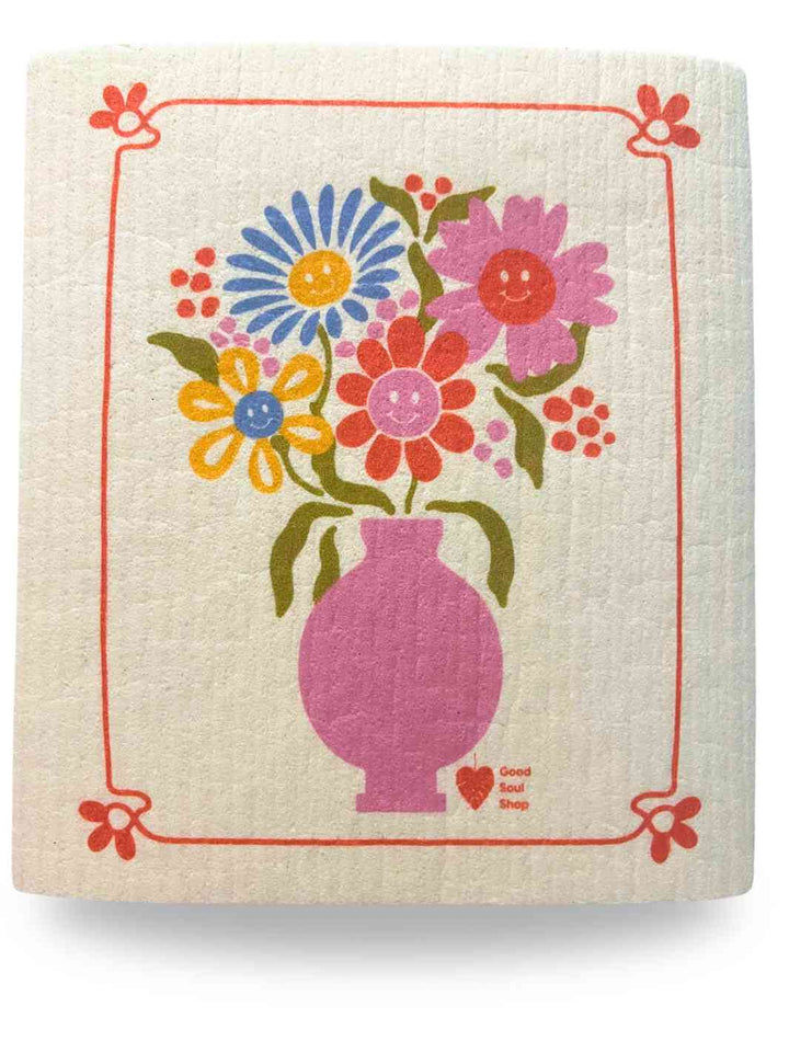 Good Soul Shop Flower Vase Closeup Set of Three Swedish Dishcloths