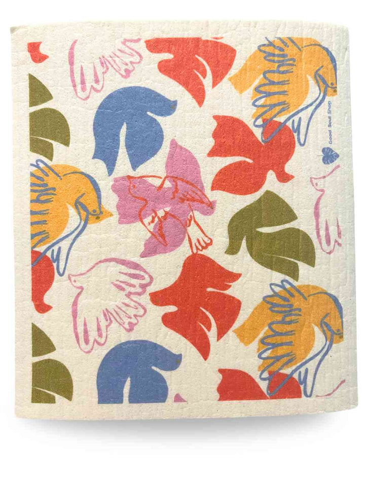 Good Soul Shop Set of Twelve Swedish Dishcloths Reusable Paper Towels Flying Doves