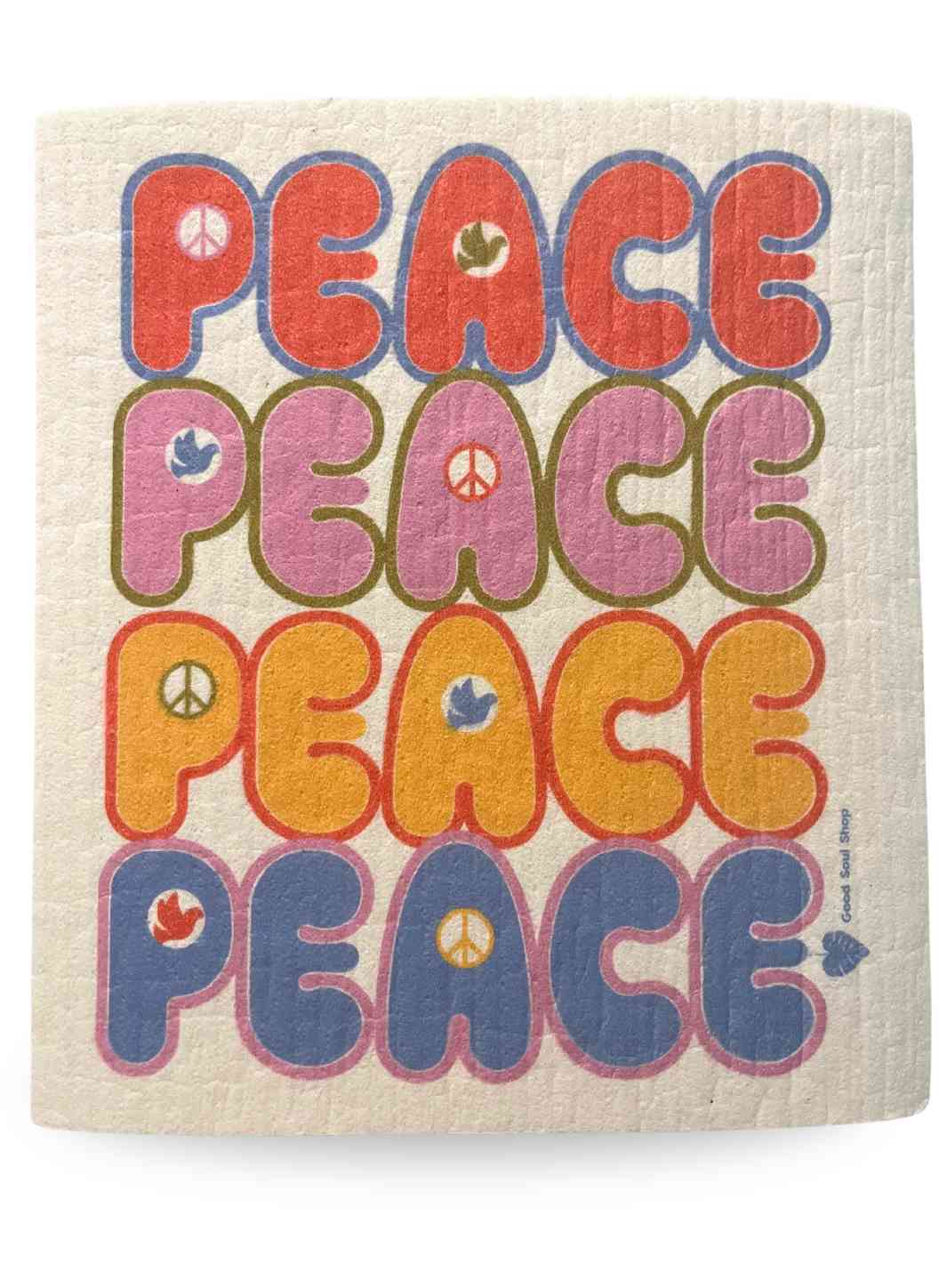 Good Soul Shop Set of Twelve Swedish Dishcloths Reusable Paper Towels Peace Signs