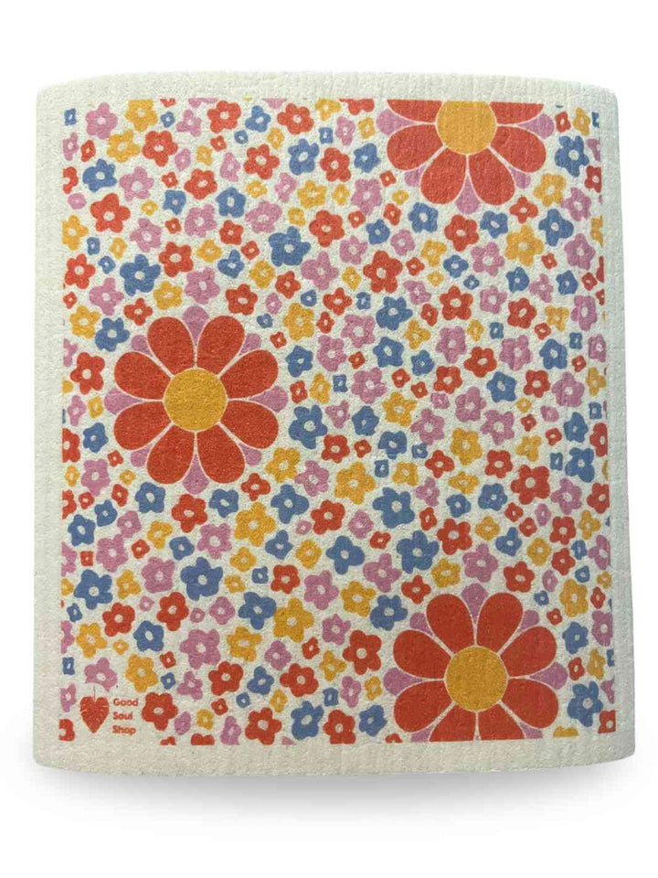 Good Soul Shop Set of Twelve Swedish Dishcloths Reusable Paper Towels Retro Flowers