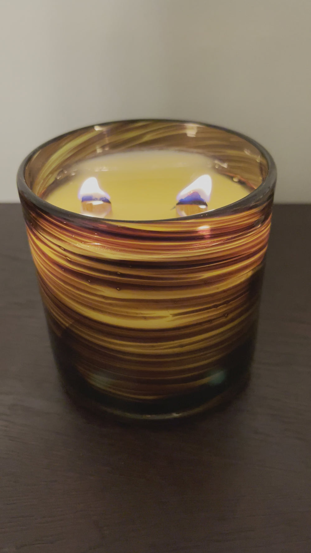Good Soul Shop Handpoured Soy Clean Fragrance Double Wood Wick Candle Swirl Handblown glass