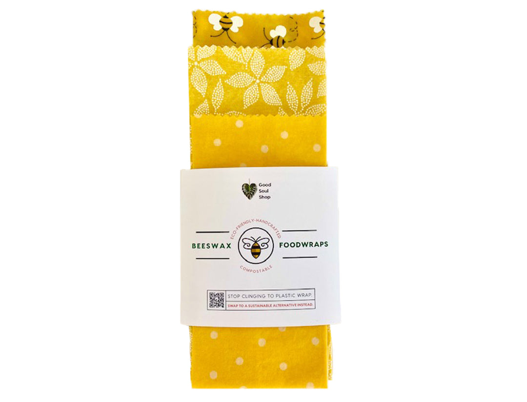 Beeswax Wrap Set of 3 - Happy Bees - Good Soul Shop
