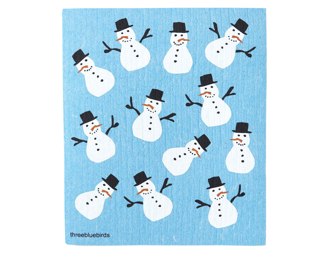 Frosty Friends on Blue Swedish Dishcloth - Good Soul Shop