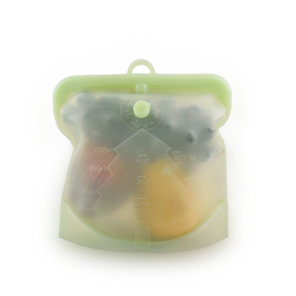 Silicone Food Storage Bag- Half Gallon Green