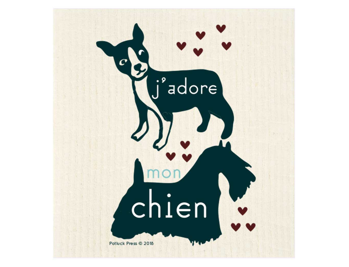 J'Adore Mon Chien Dogs Swedish Dishcloth - Good Soul Shop