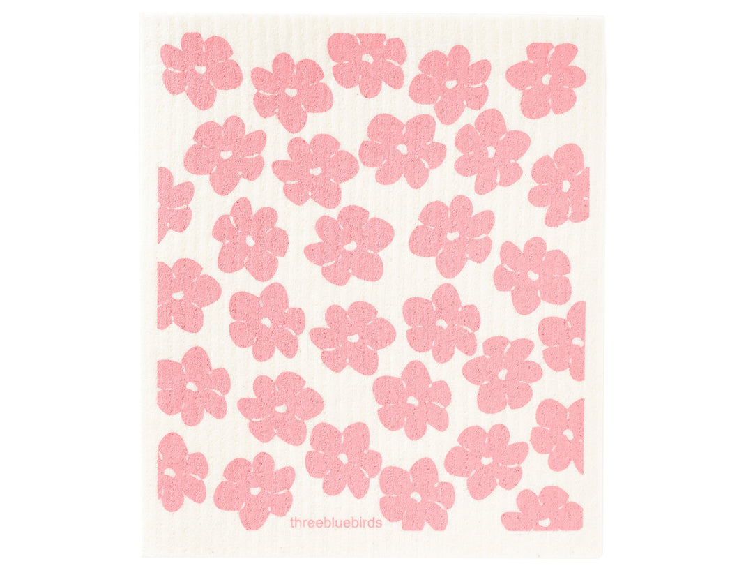 Pink Poppies Swedish Dishcloth - Good Soul Shop
