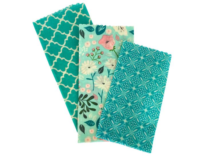 Beeswax Wrap Set of 3 - Teal Floral - Good Soul Shop