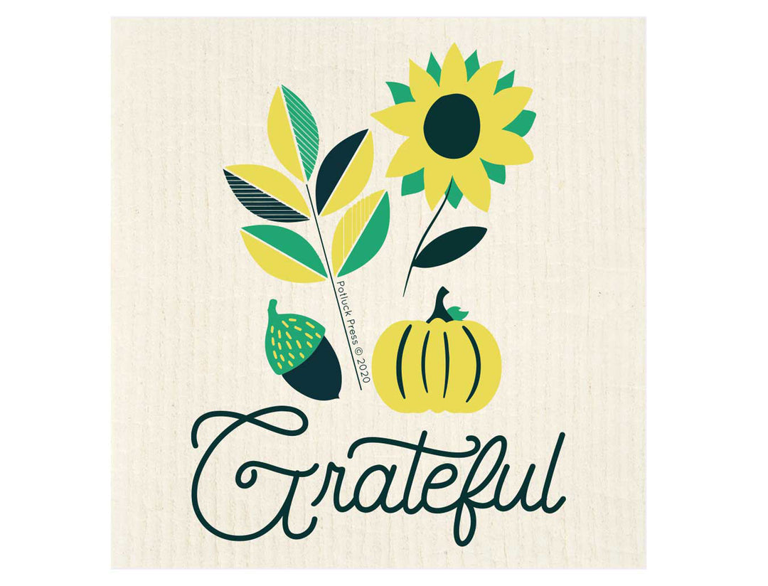 Grateful Autumn Flora Swedish Dishcloth - Good Soul Shop